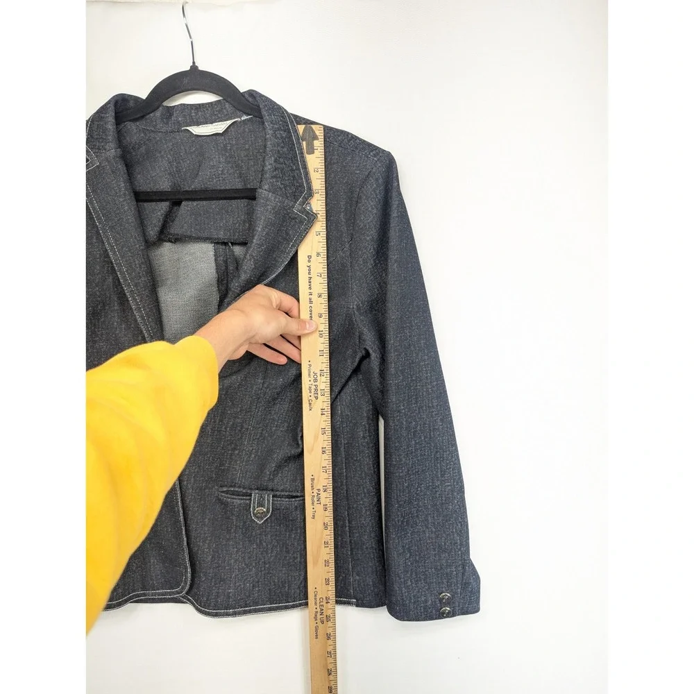 Donovan-Galvani of Dallas Vintage Dark Wash Denim Blazer Contrast Stitch Blue M